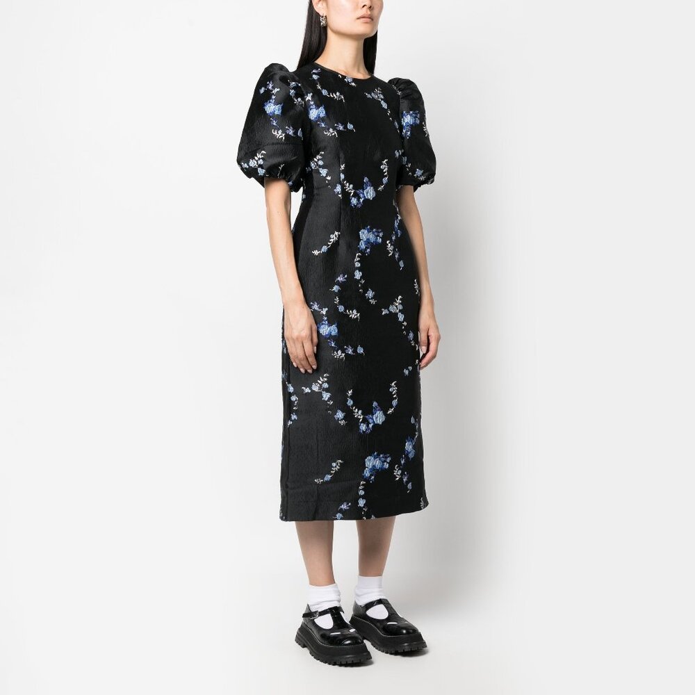 🆕 NWT GANNI floral jacquard open back midi dress‎ • size 36